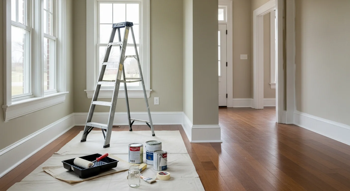 Professional painter applying interior paint to residential walls