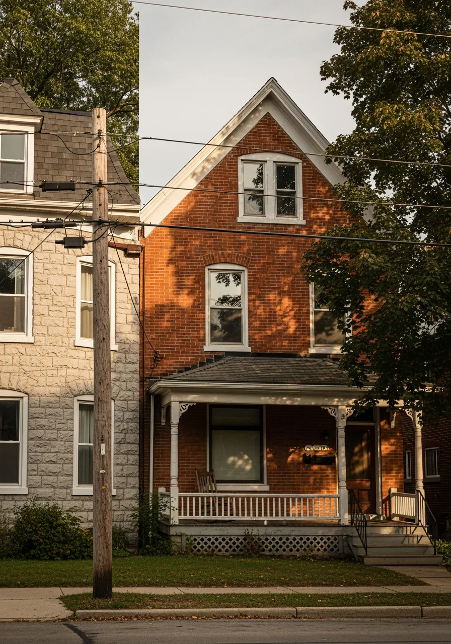 Typical western New York home exterior in a village or town setting with professional service quality.