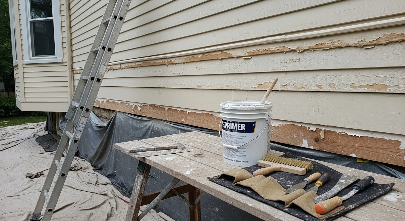 A two-story Rochester, NY home with freshly painted siding and white trim, showing clean brush lines along the fascia and shutters. The exterior reflects a completed professional paint job on a traditional Monroe County residential property.